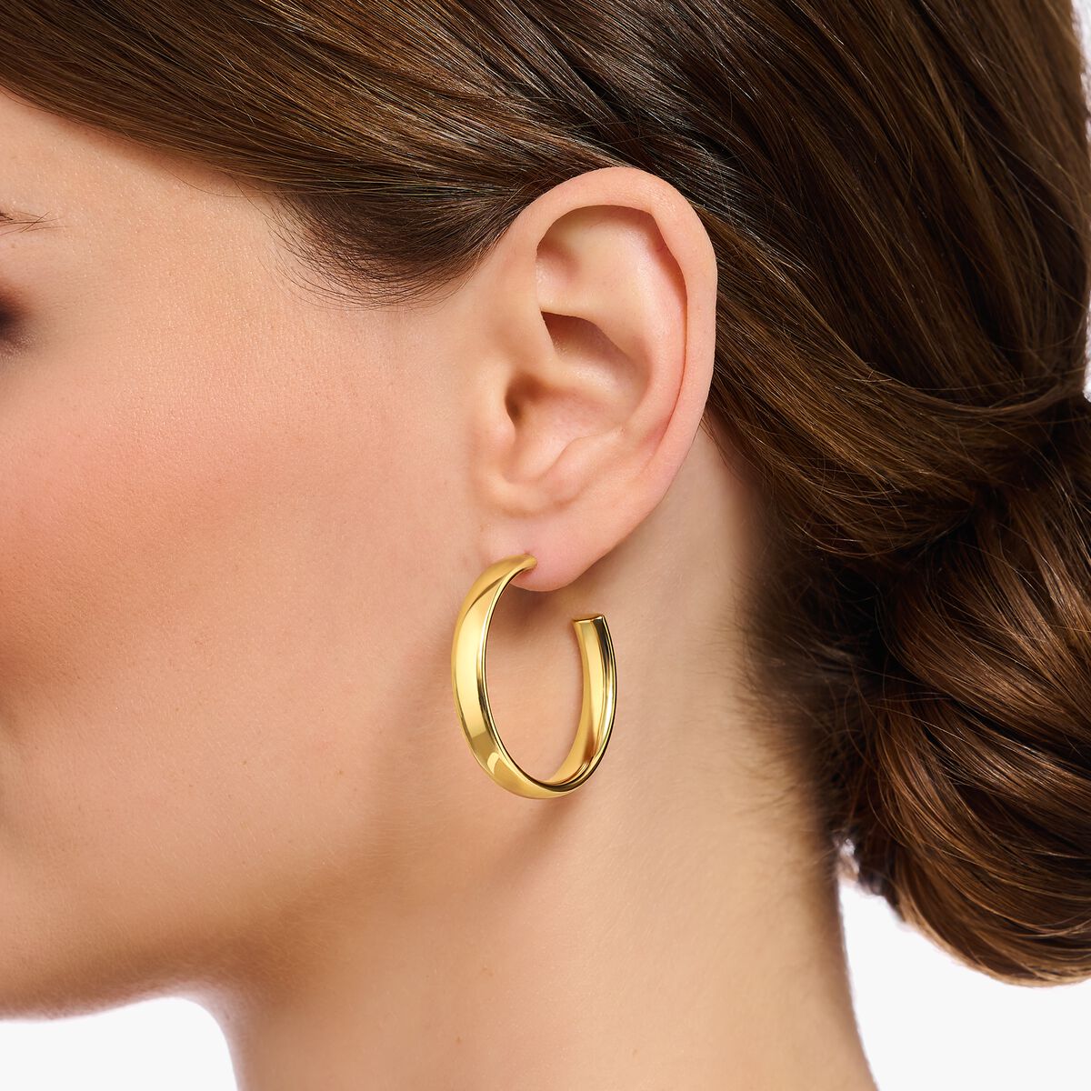 Gold-plated medium chunky hoop earrings