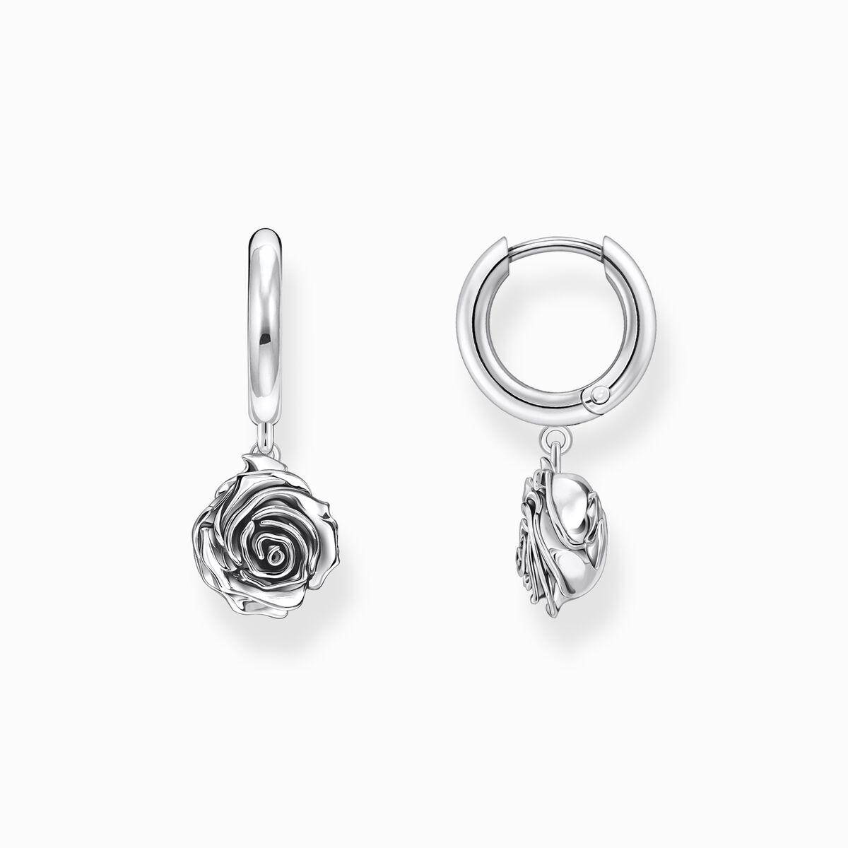 Silver hoop earrings Midnight Rose