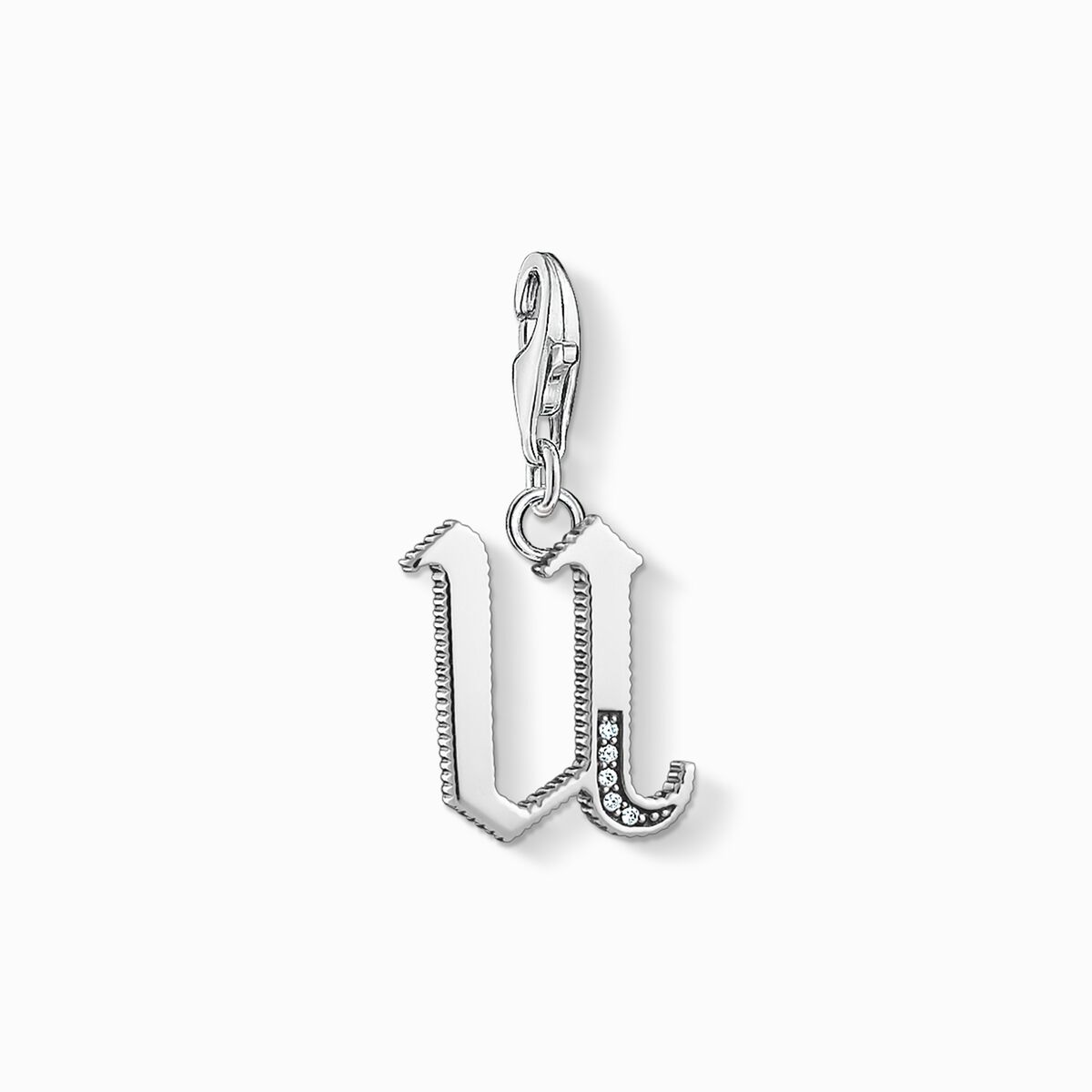 Charm pendant letter u silver
