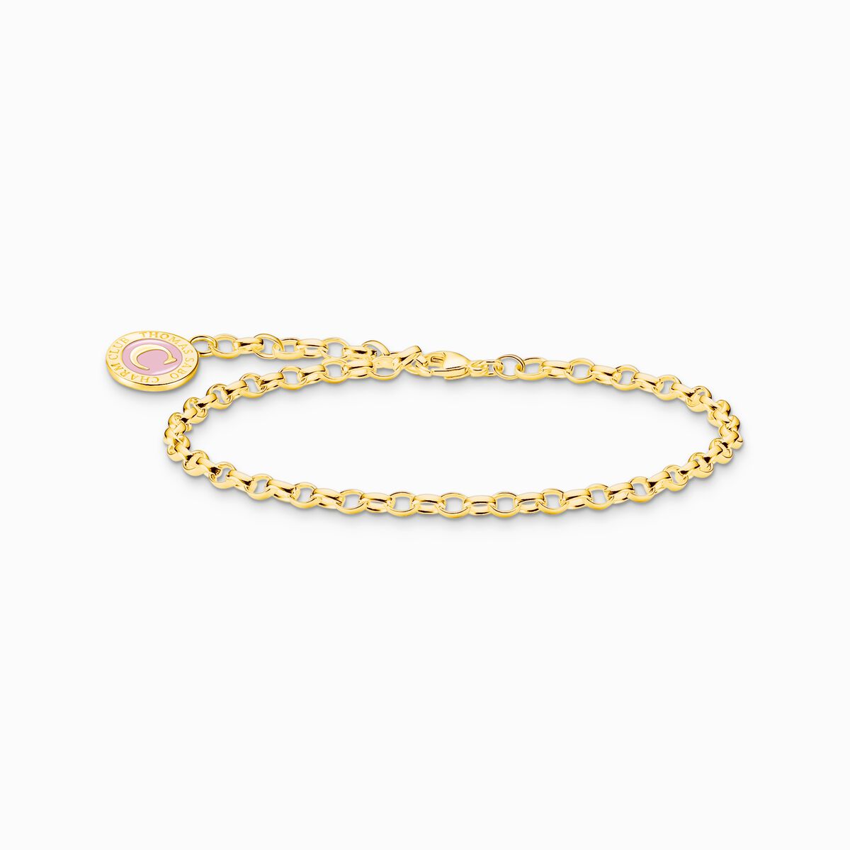 Charm bracelet with pink Coin gold plated