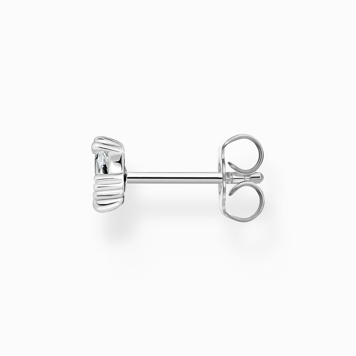 Single ear stud ice crystal silver