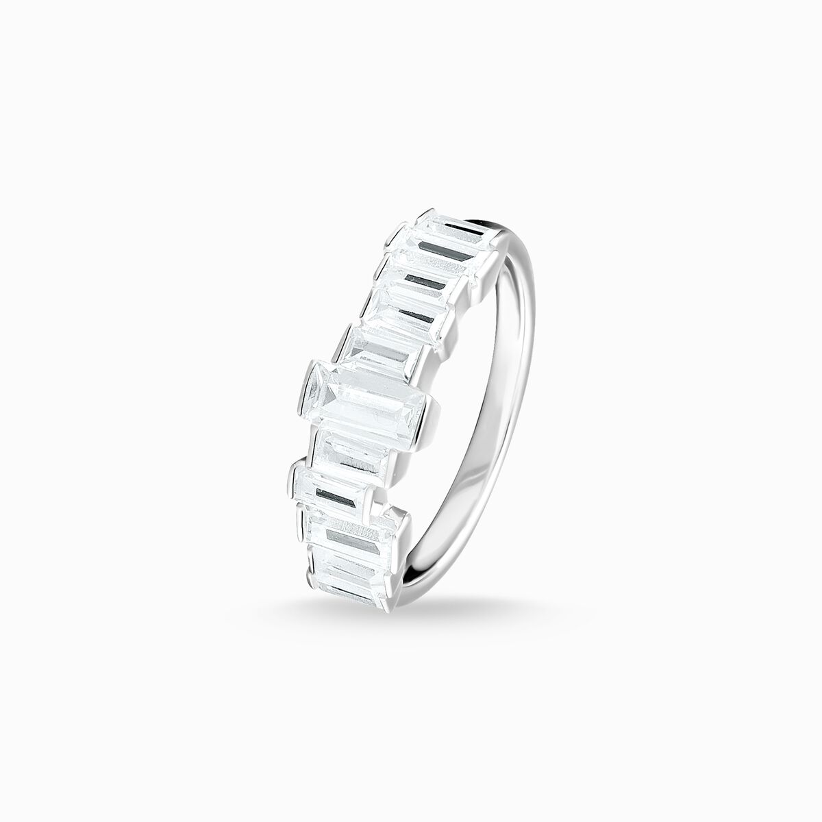 Ring white stones baguette cut
