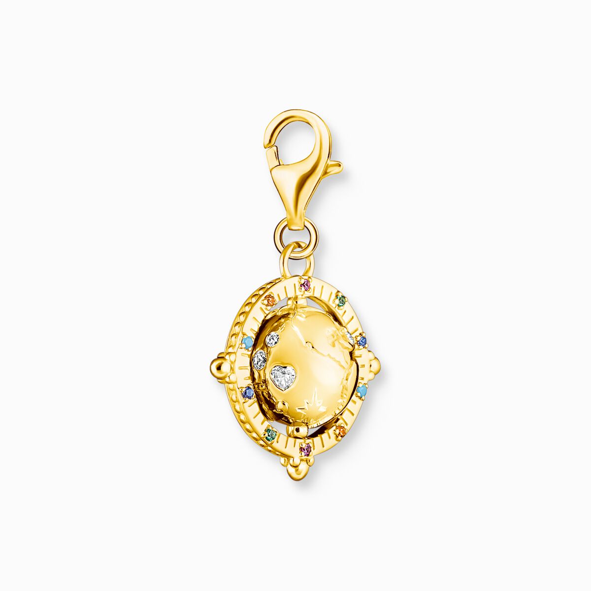 Charm pendant colourful globe gold plated
