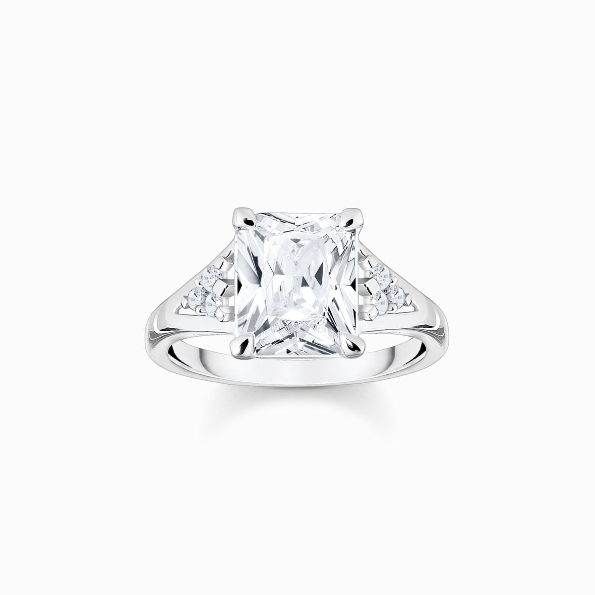 Ring with white stones silver