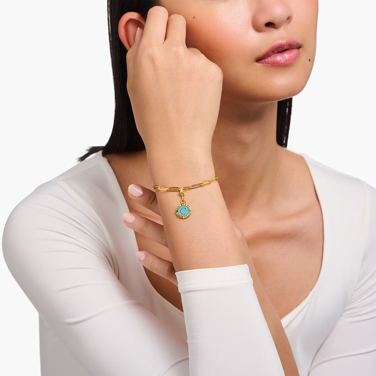 Charm turquoise Coin gold plated