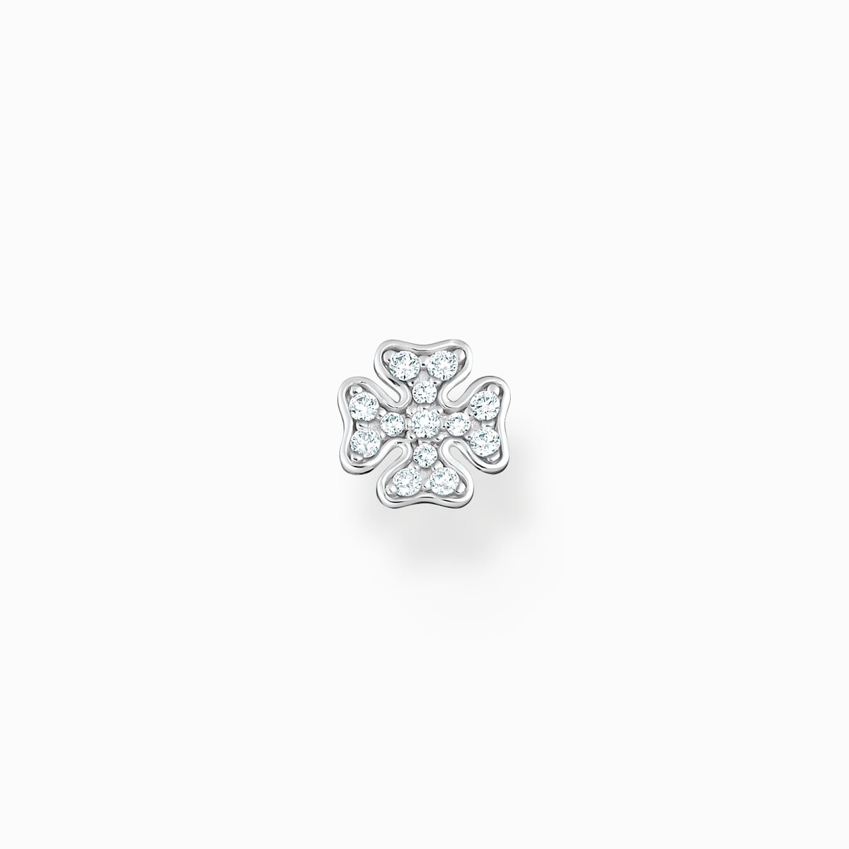 Single ear stud cloverleaf silver