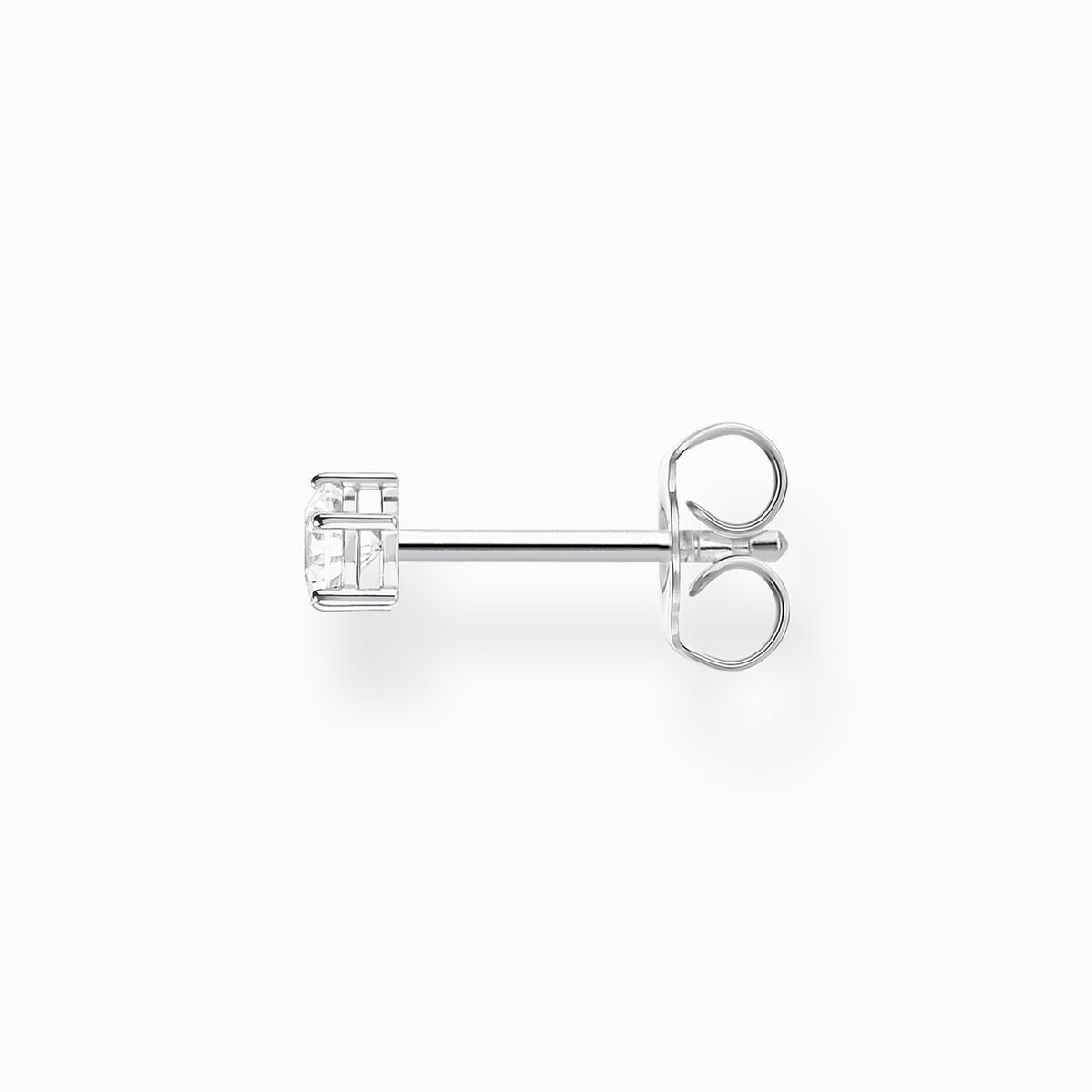 Single ear stud white stone silver