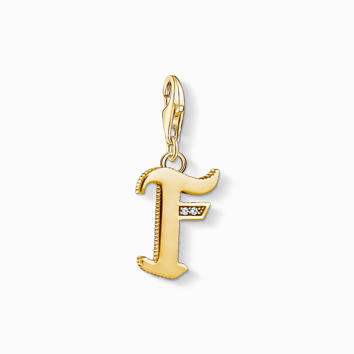 Charm pendant letter f gold