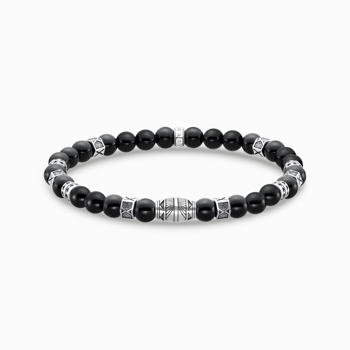 Bracelet with black onyx beads silver