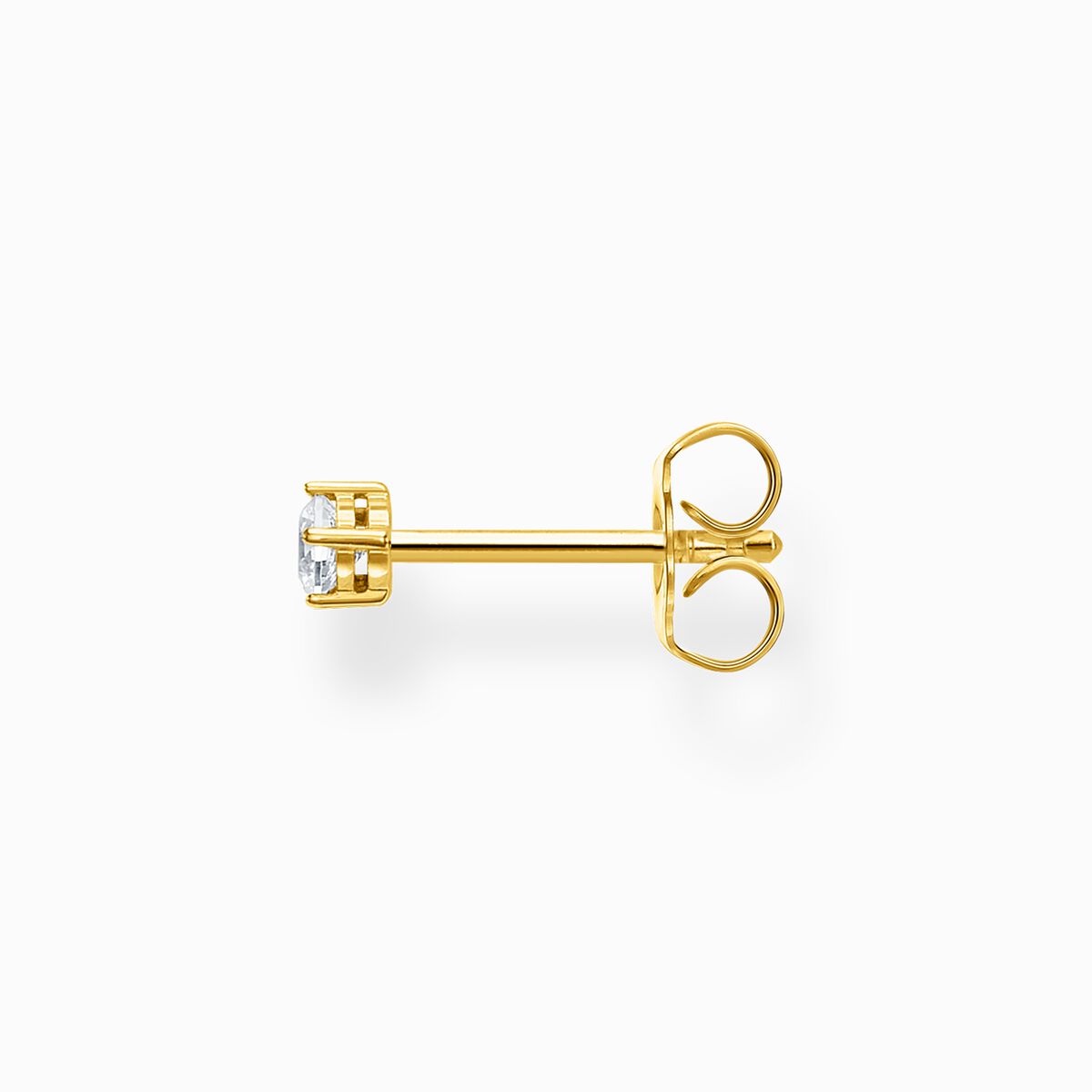 Single ear stud white stone gold