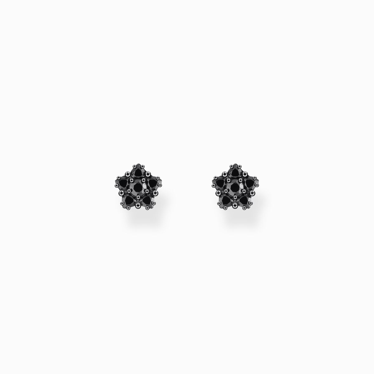 Silver blackened small ear studs with black zirconia