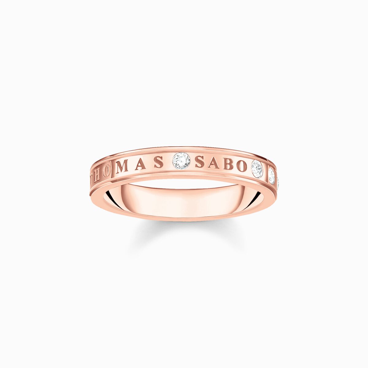 Ring with white stones rose gold plated