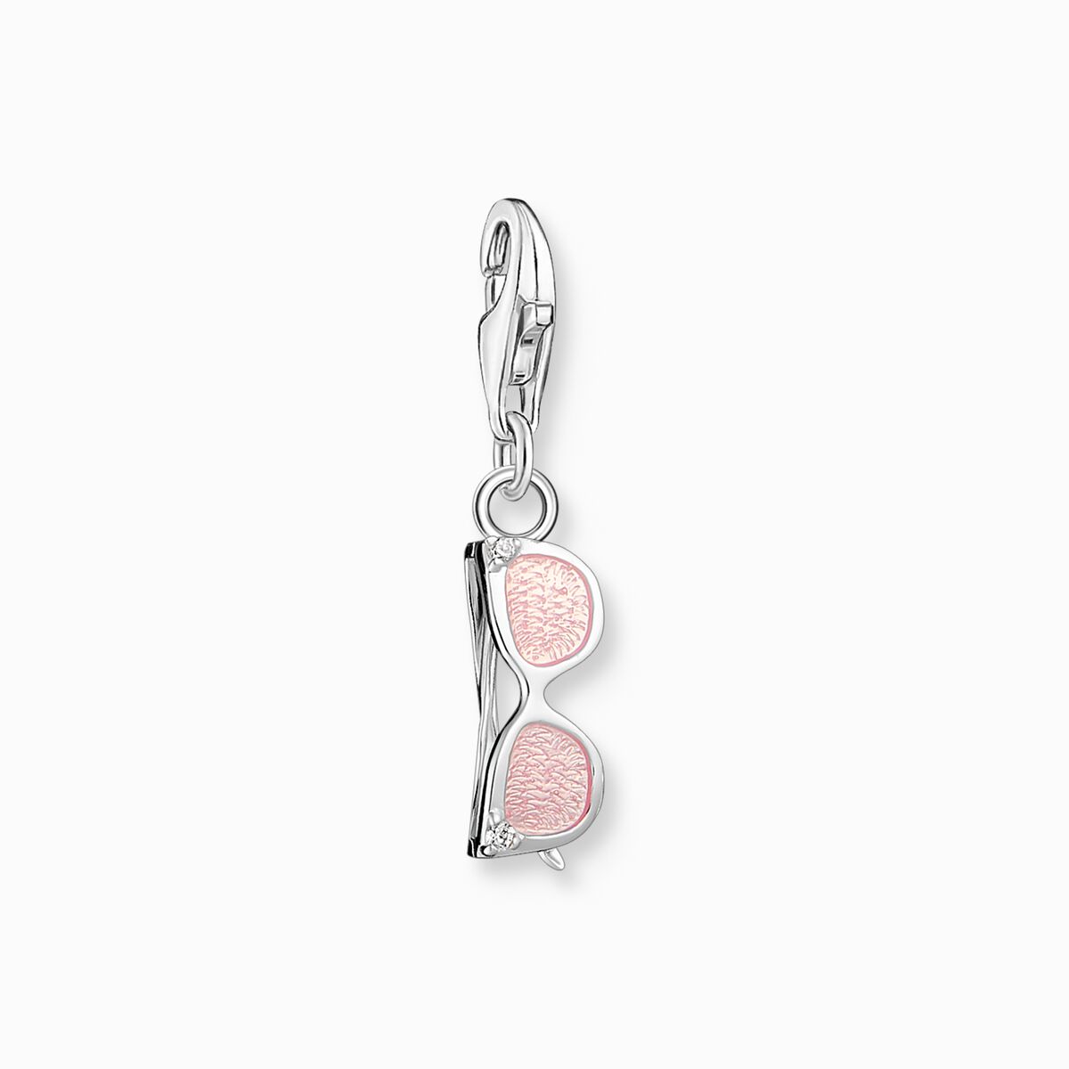 Charm pendant pink sunglasses with white stones silver