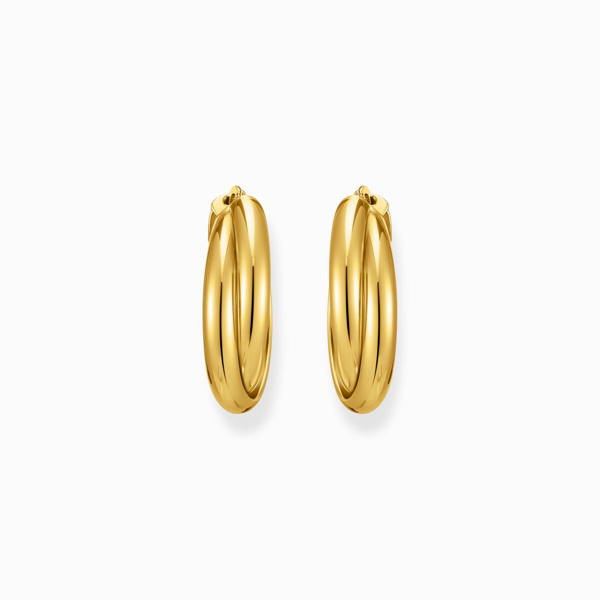 Big gold-plated hoop earrings intertwined design