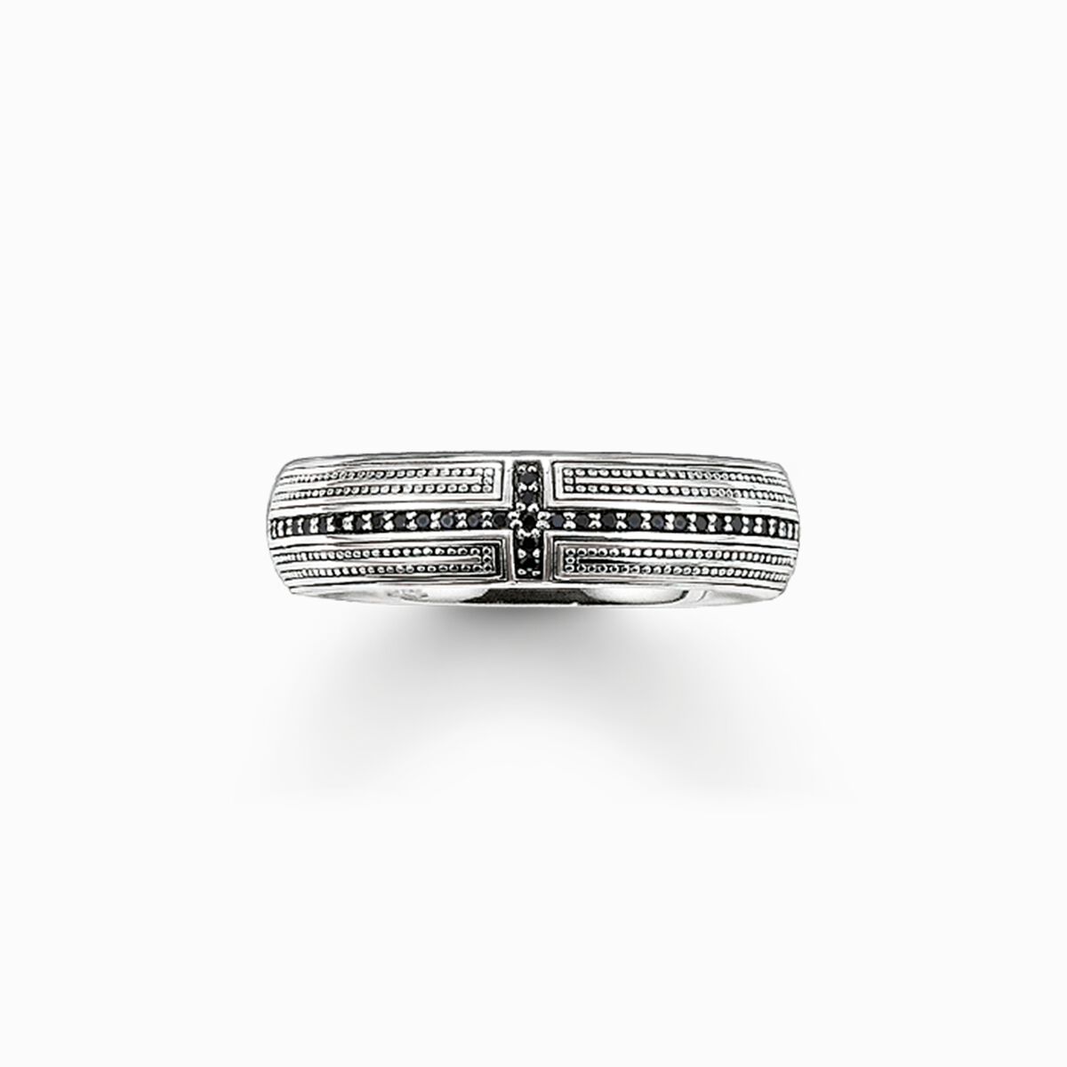 Band ring cross pavé