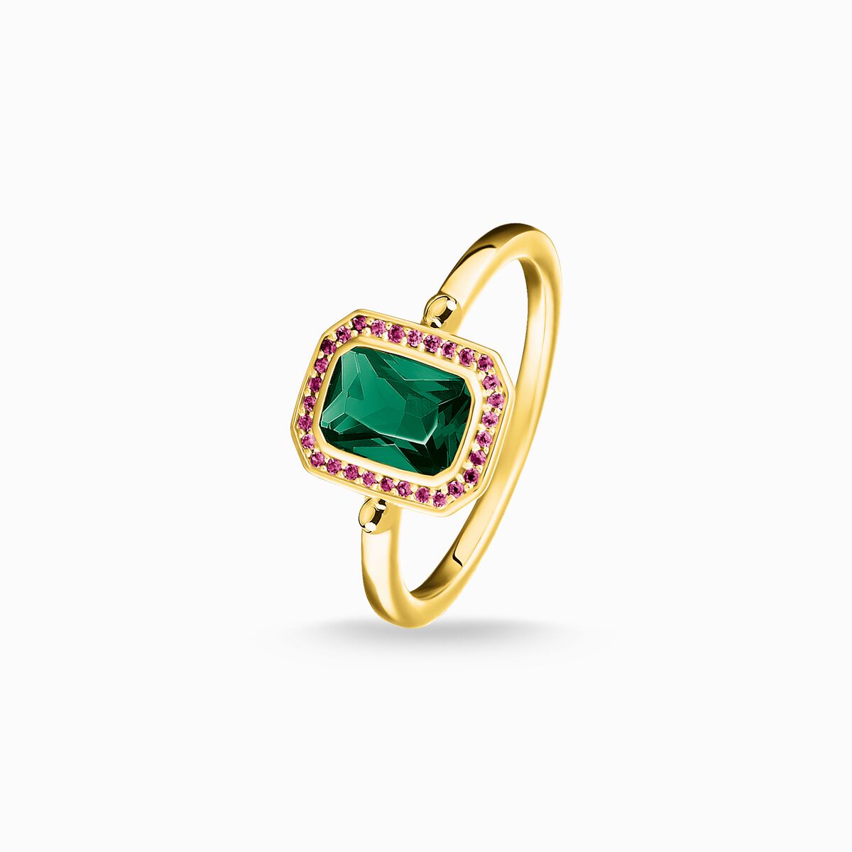 Ring red and green stones, gold