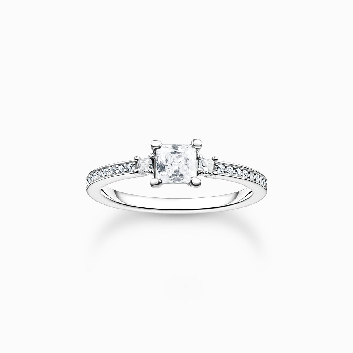 Ring pavé white stone silver