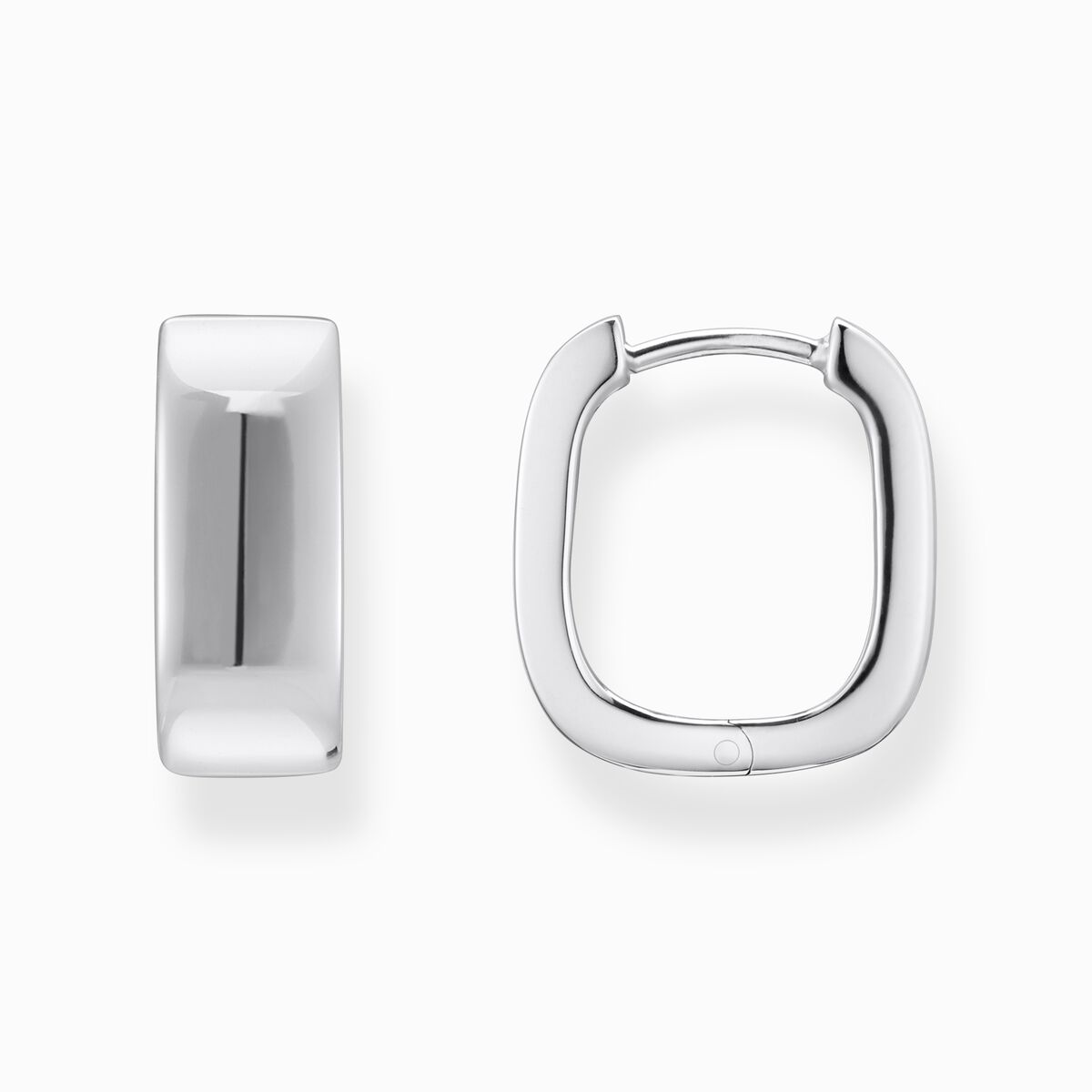 Silver hoop earrings in angular shape
