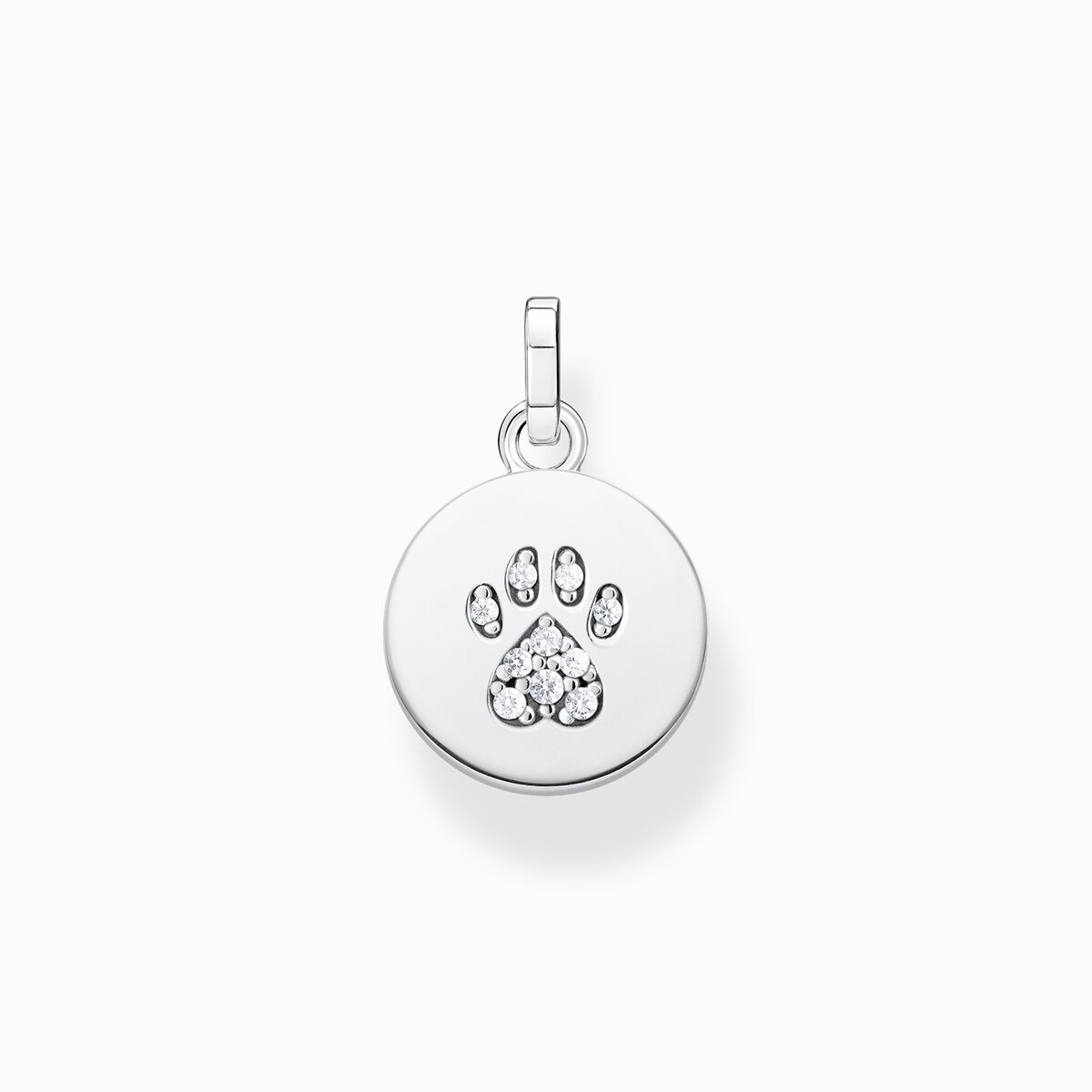 Pendant disc paw cat silver