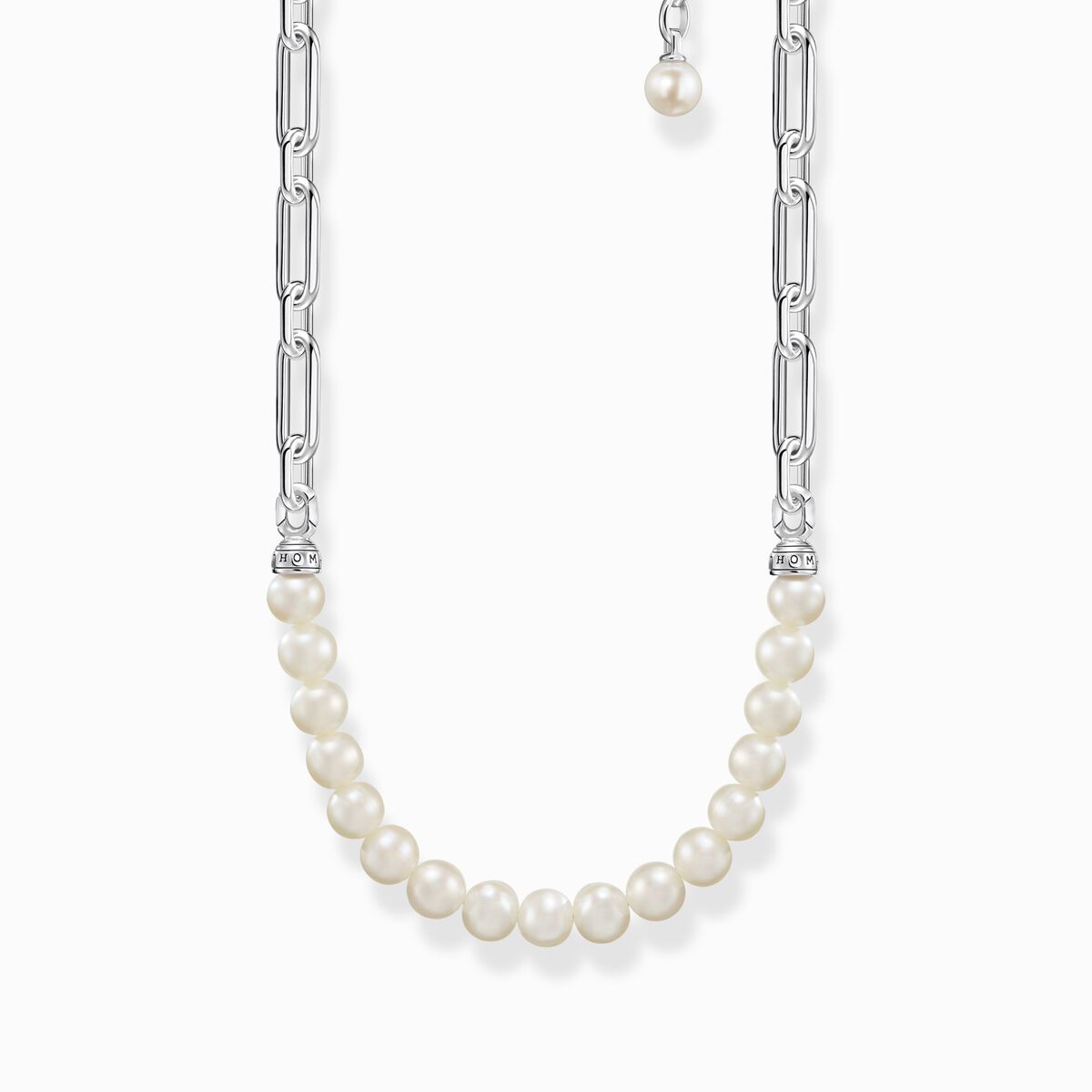 Necklace links and pearls silver