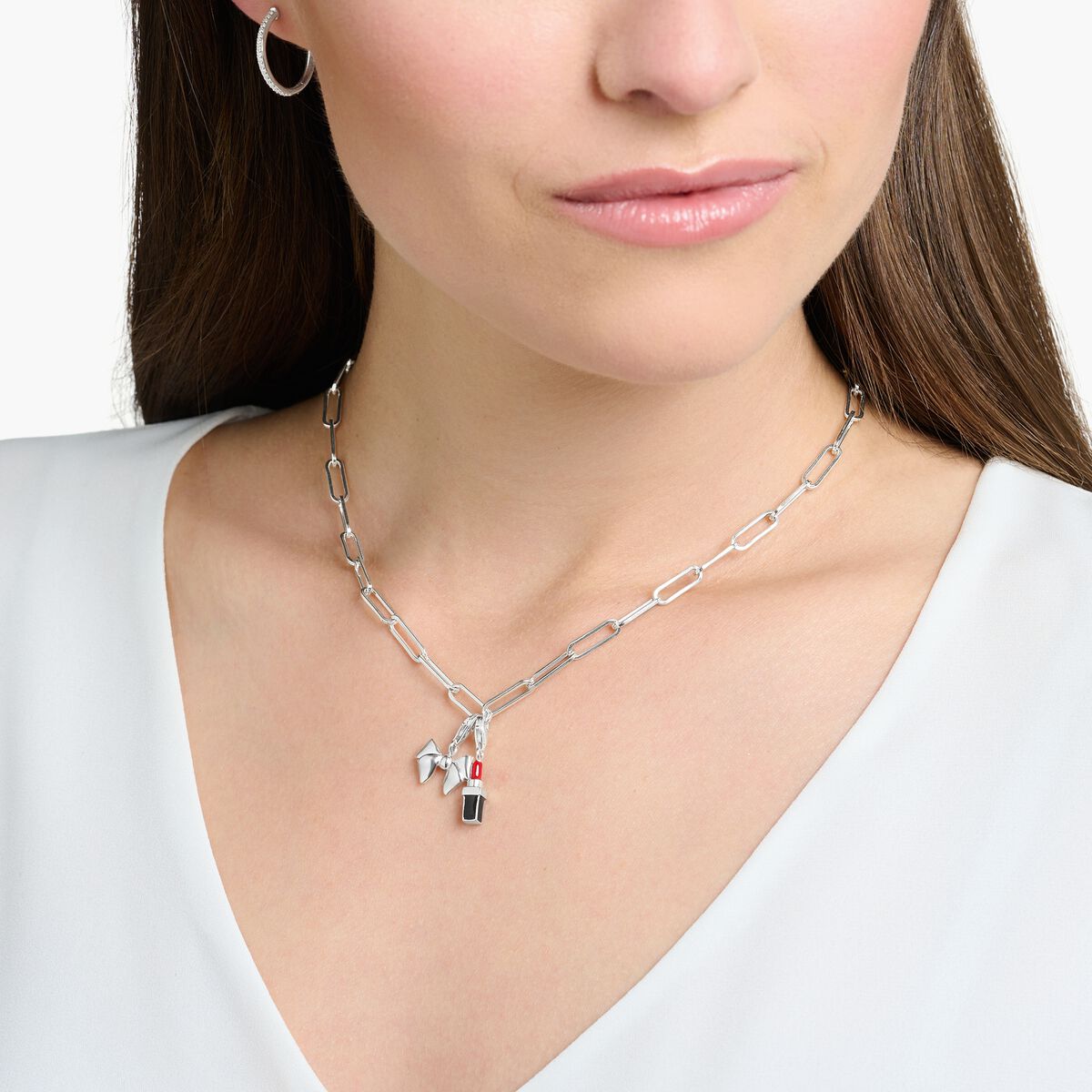 Charm pendant bow silver