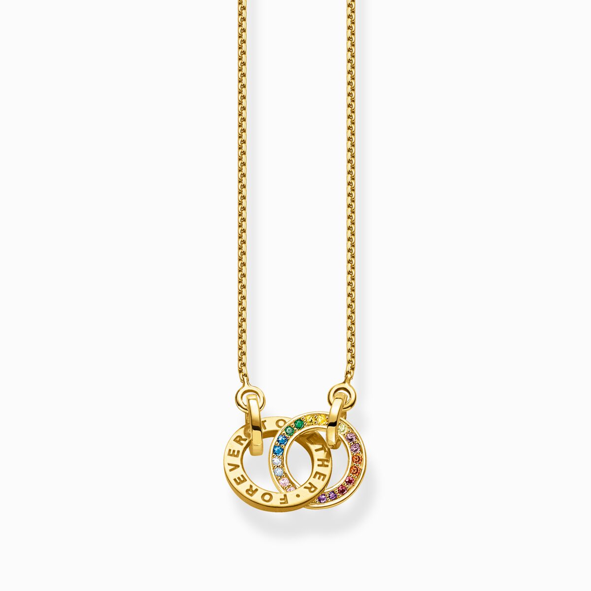 Gold plated necklace Together with two rings and coloured stones