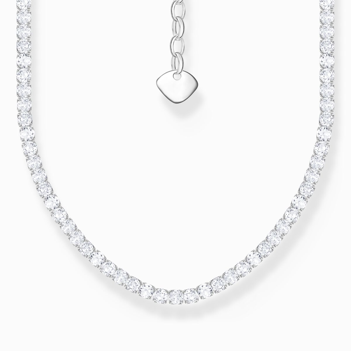 Silver necklace with white stones