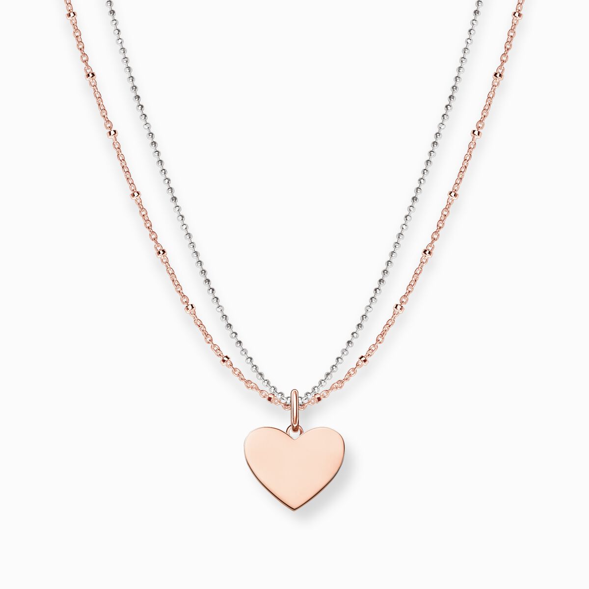 Necklace heart rose gold silver
