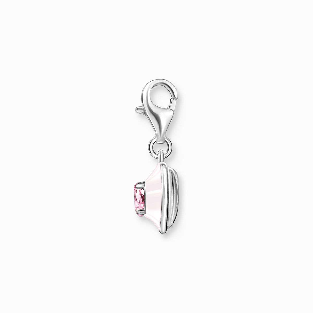 Charm pendant heart with pink stones silver