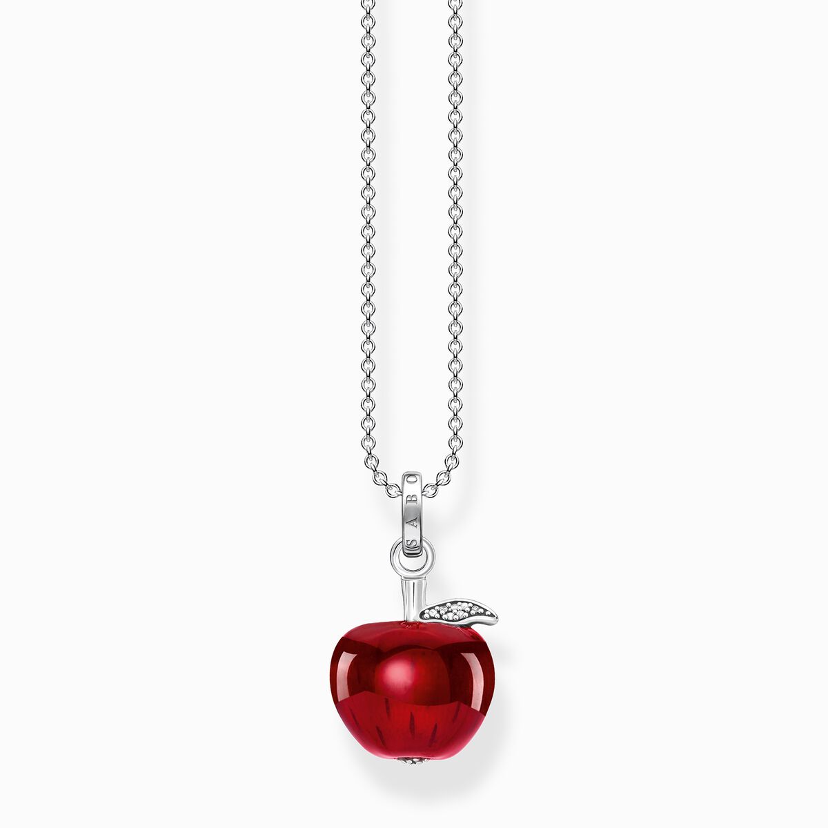 Necklace with red apple silver