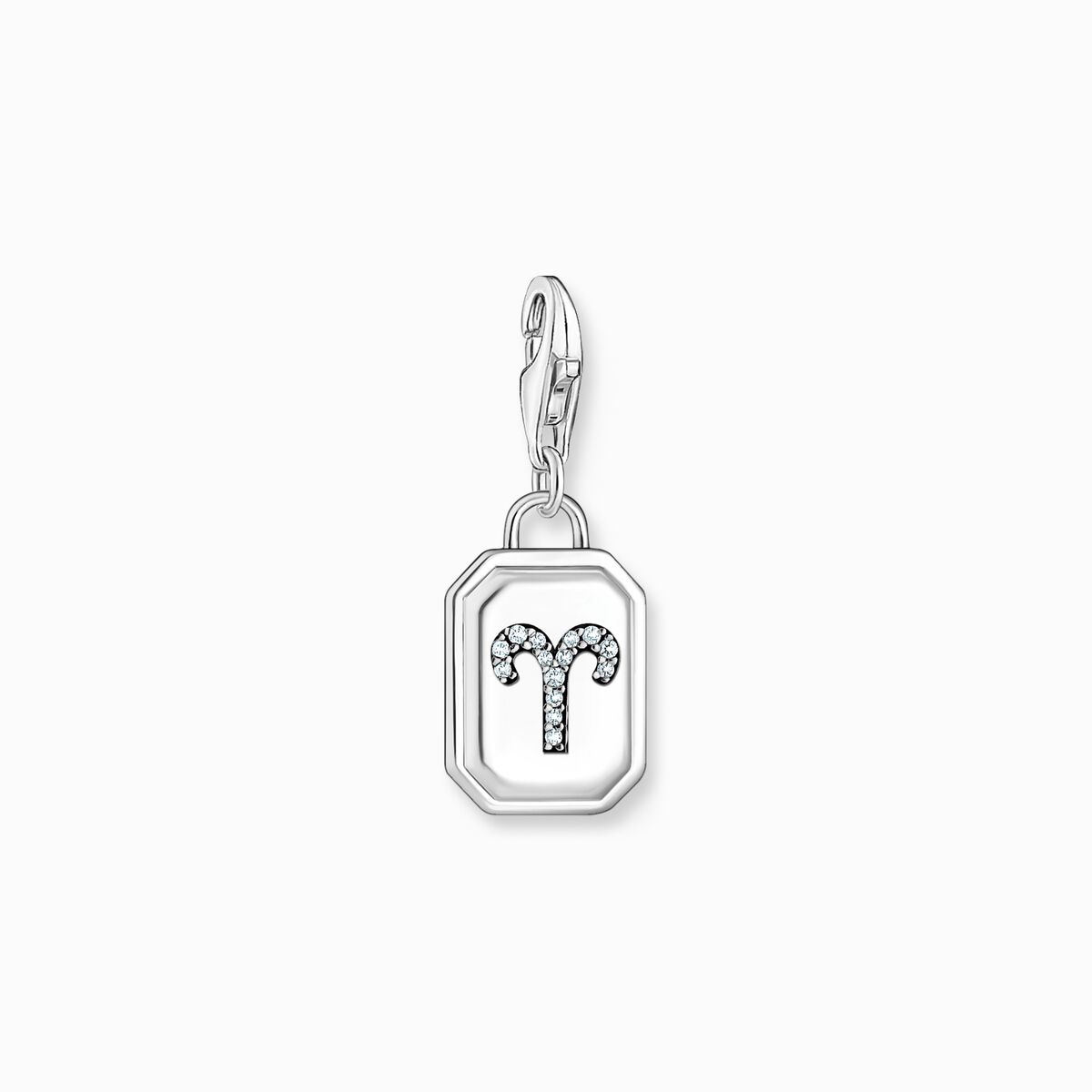 Silver charm pendant zodiac sign Aries with zirconia