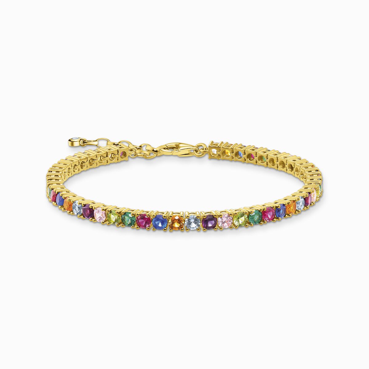 Tennis bracelet with colourful stones gold plated