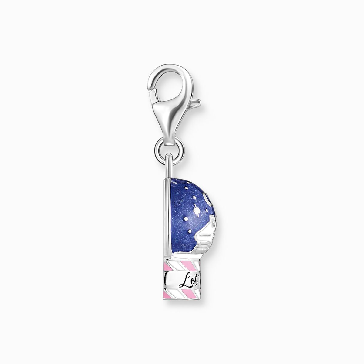 Silver charm pendant snowball with cold enamel