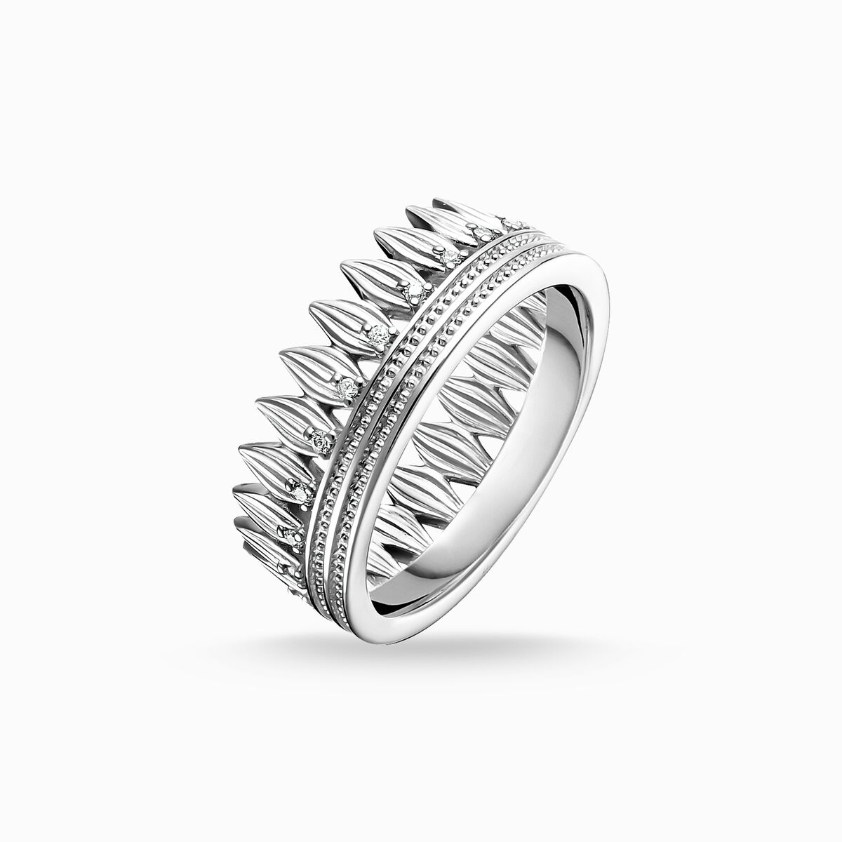 Ring leaves crown silver