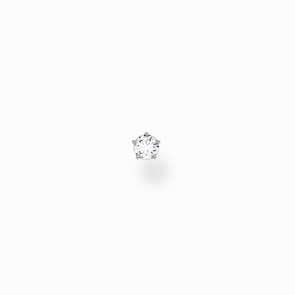 Single ear stud white stone small silver