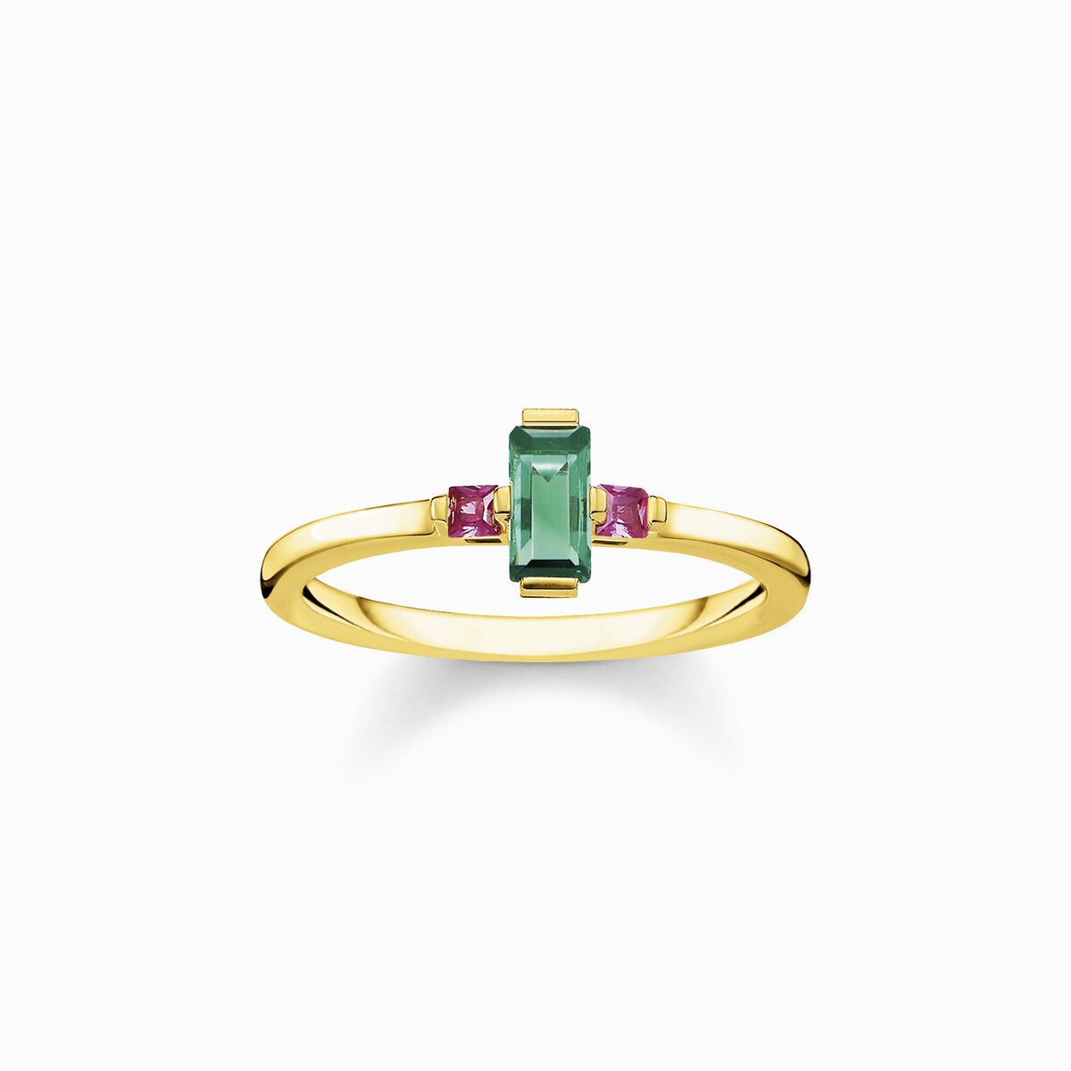 Ring stone baguette cut, green