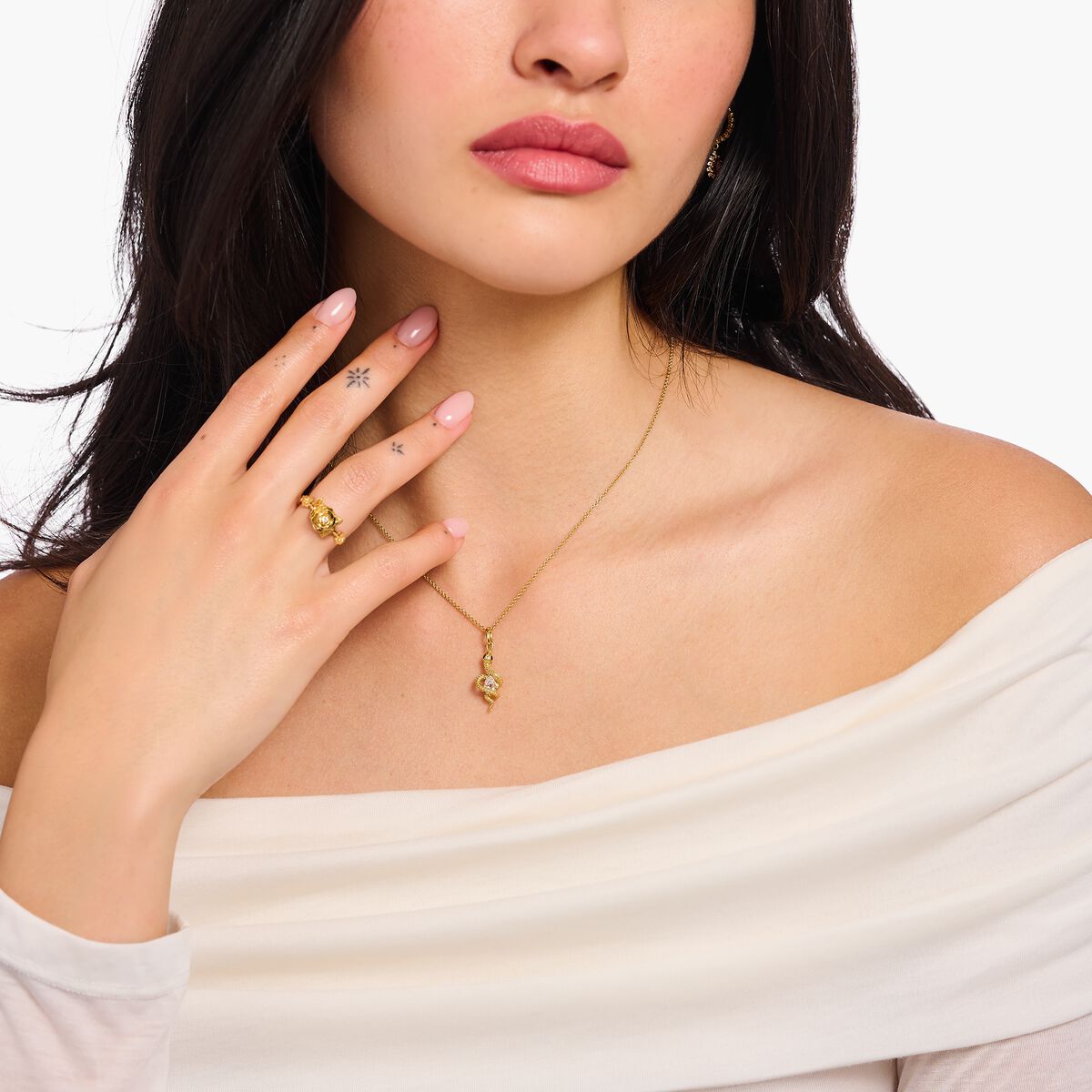 Gold-plated necklace with snake pendant Tempting Romance
