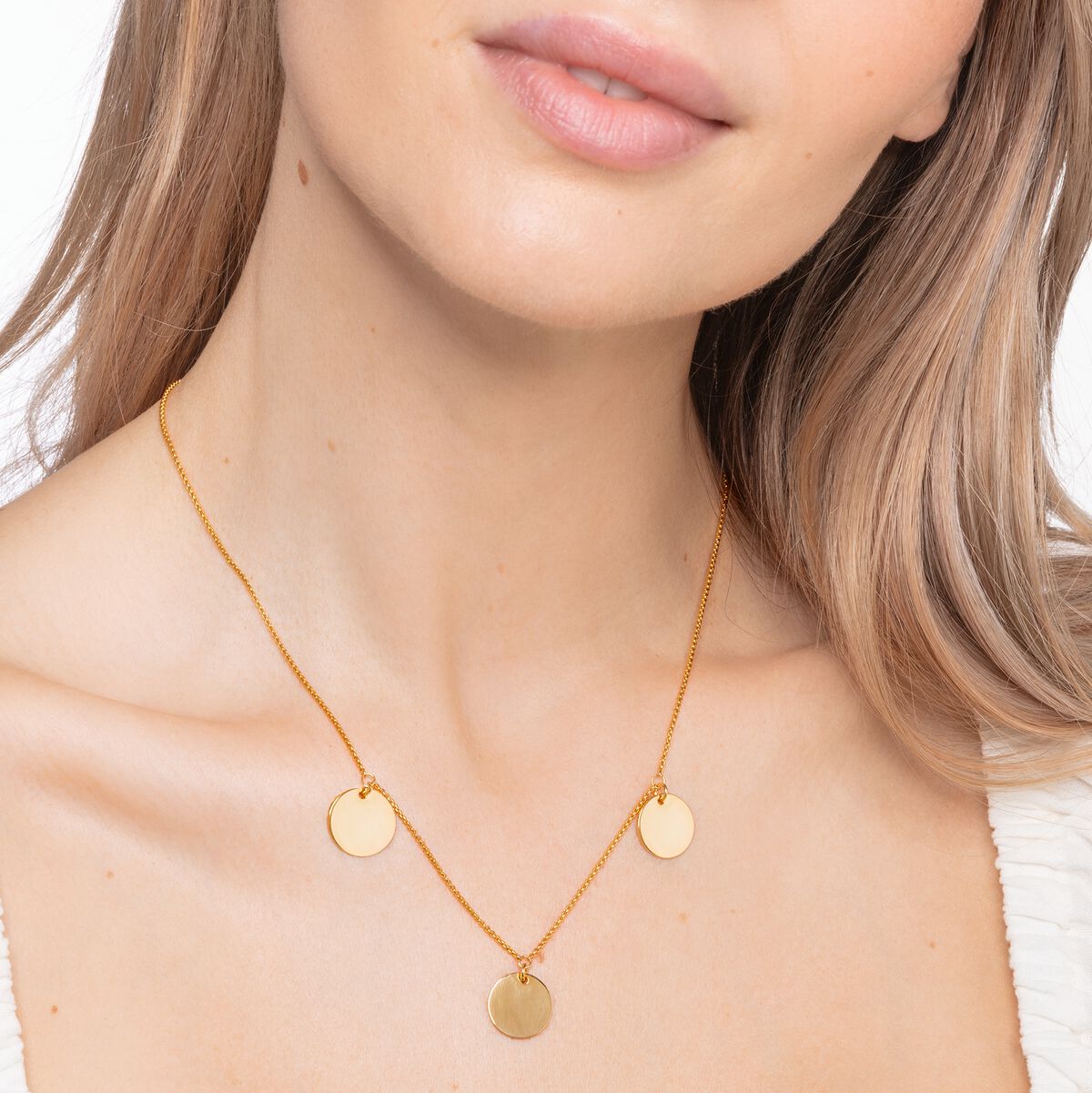 Necklace with three discs gold