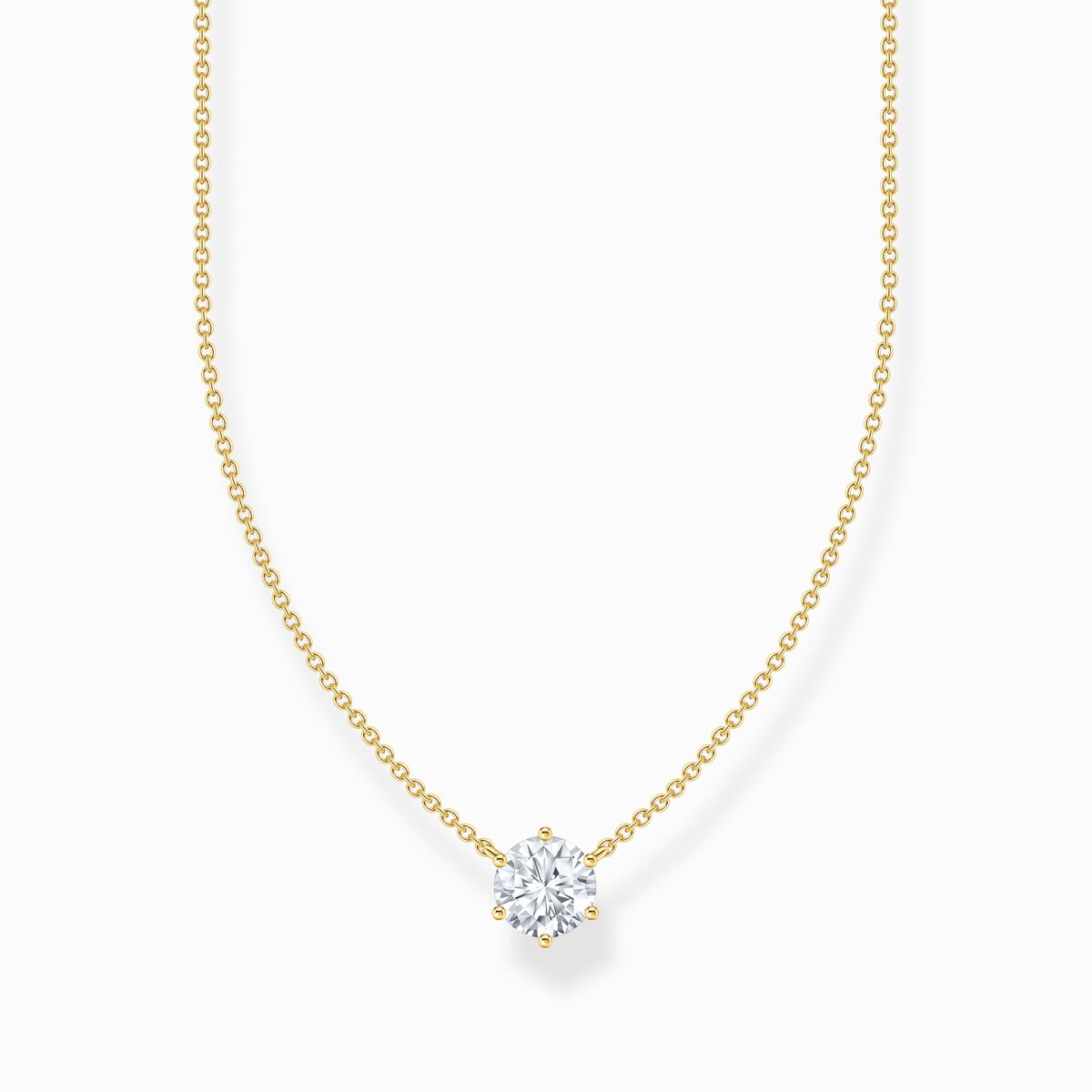Gold-plated necklace with white zirconia pendant
