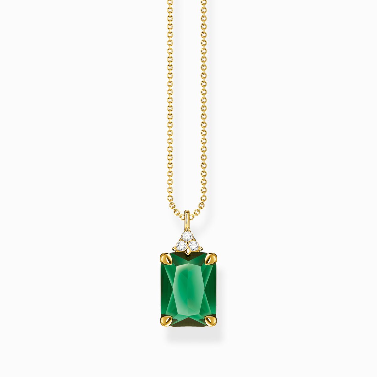 Necklace with green and white stones gold plated