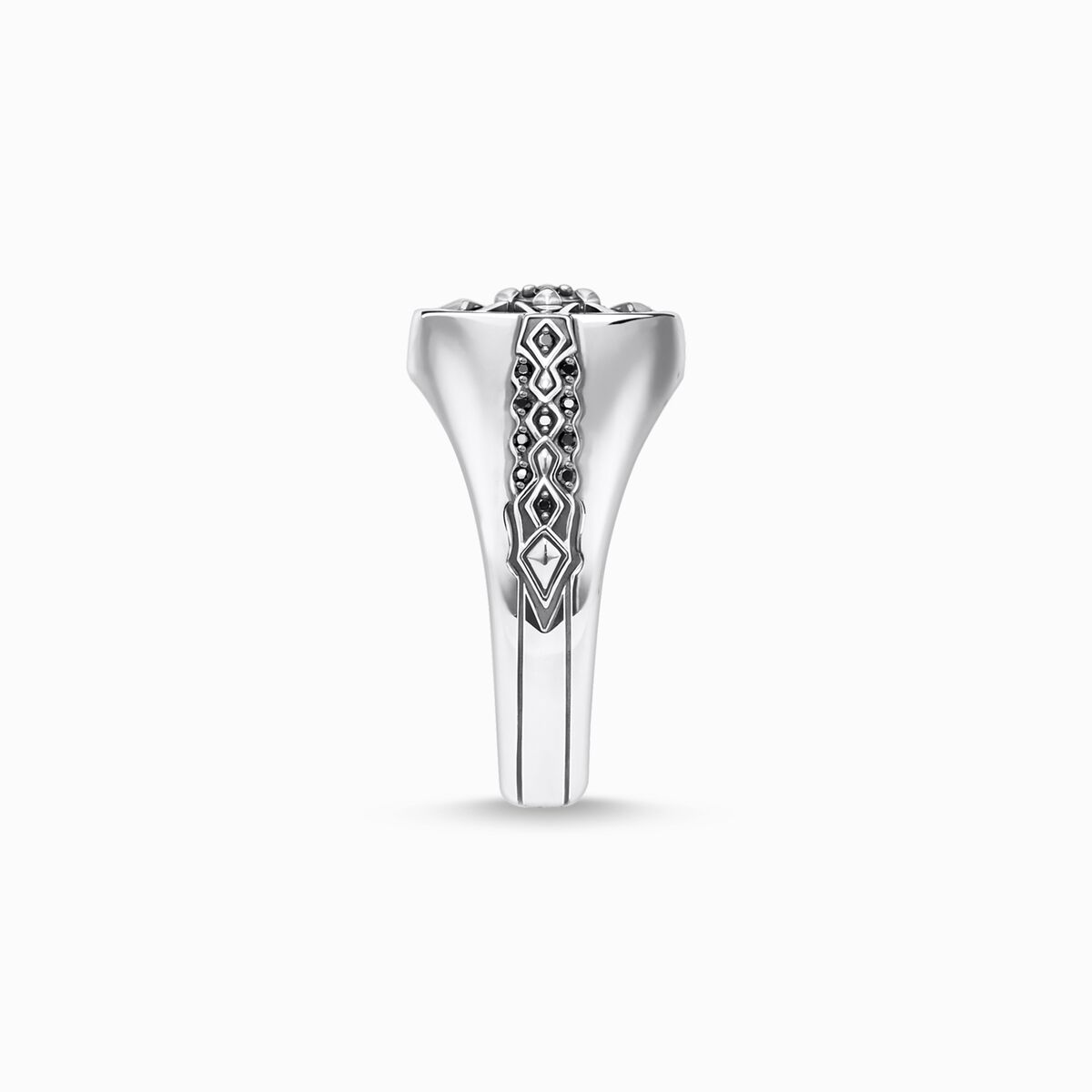 Ring cross black stones