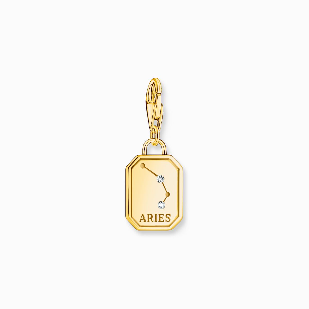 Gold-plated charm pendant zodiac sign Aries with zirconia