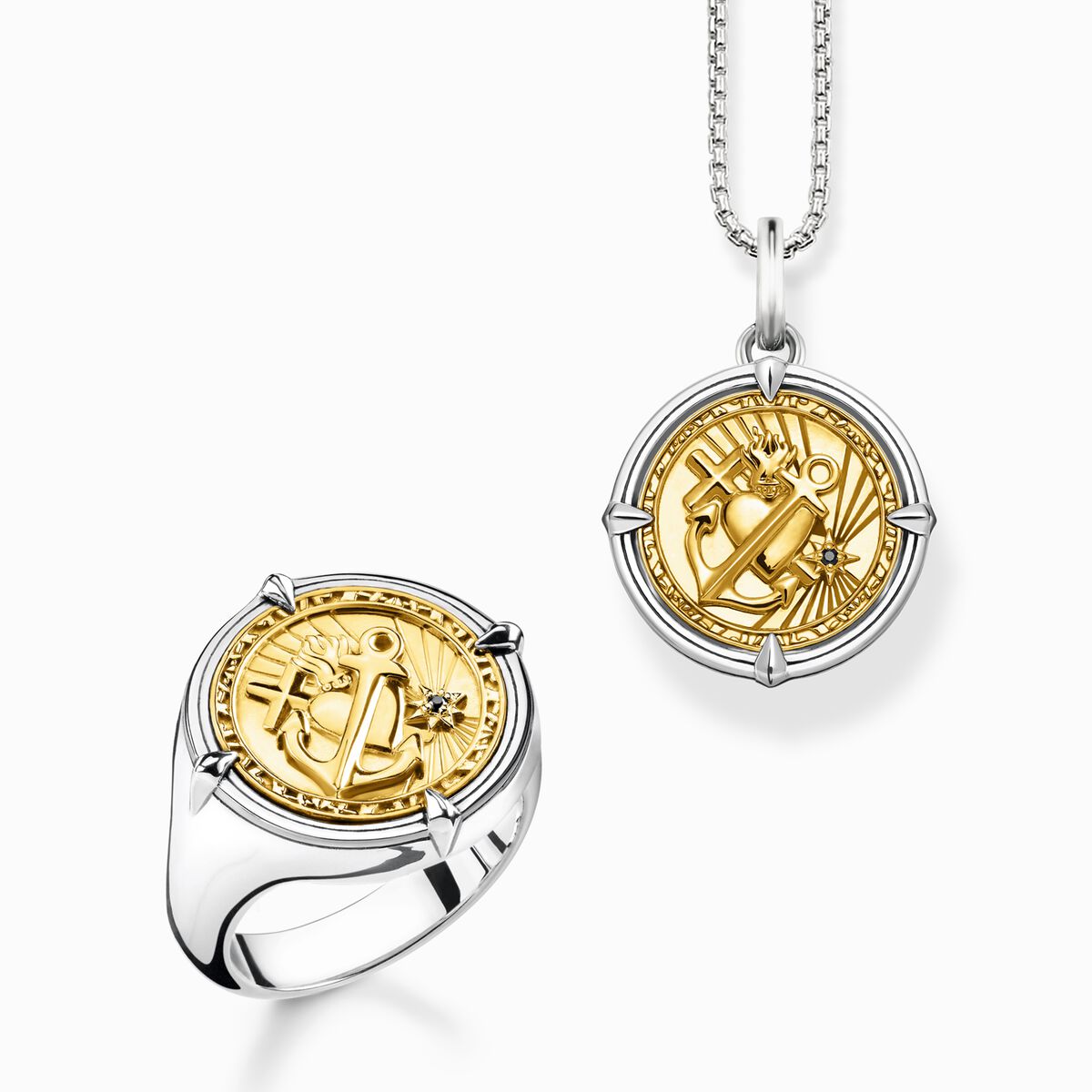 Jewellery set faith, love, hope gold and silver