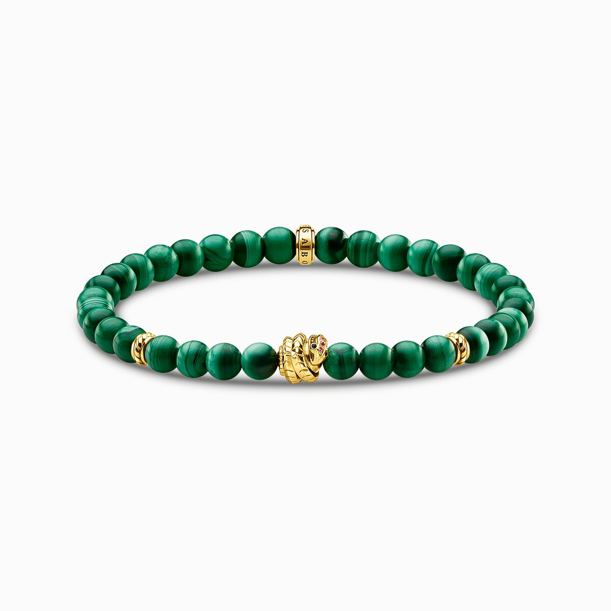 Bracelet green stones with snake