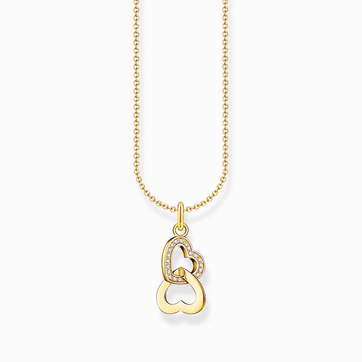 Gold-plated necklace with intertwined hearts pendant