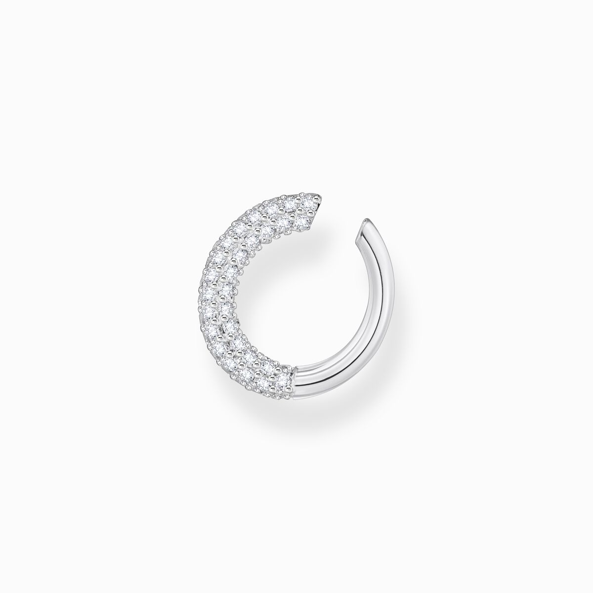 Silver ear cuff with white zirconia