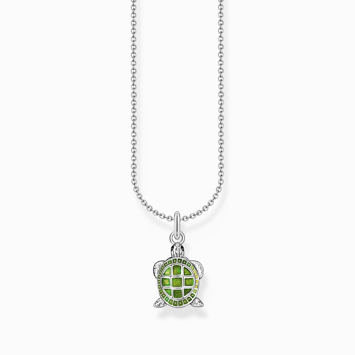 Silver necklace with turtle pendant with cold enamel