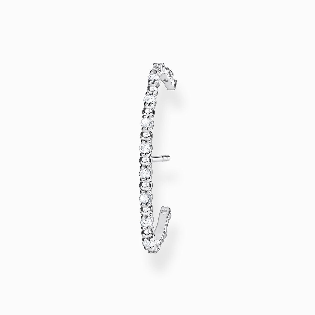 Single ear stud white stones, silver
