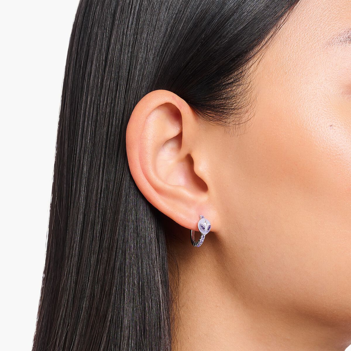Hoop earrings with alien head and zirconia silver