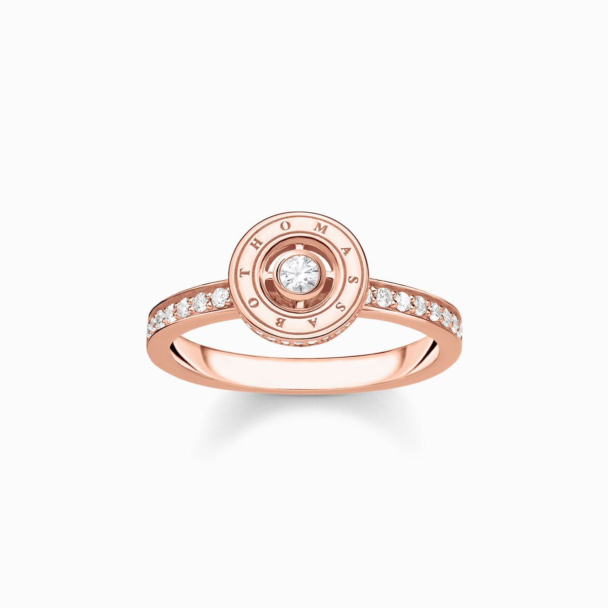 Ring circle with white stones pavé rose gold plated